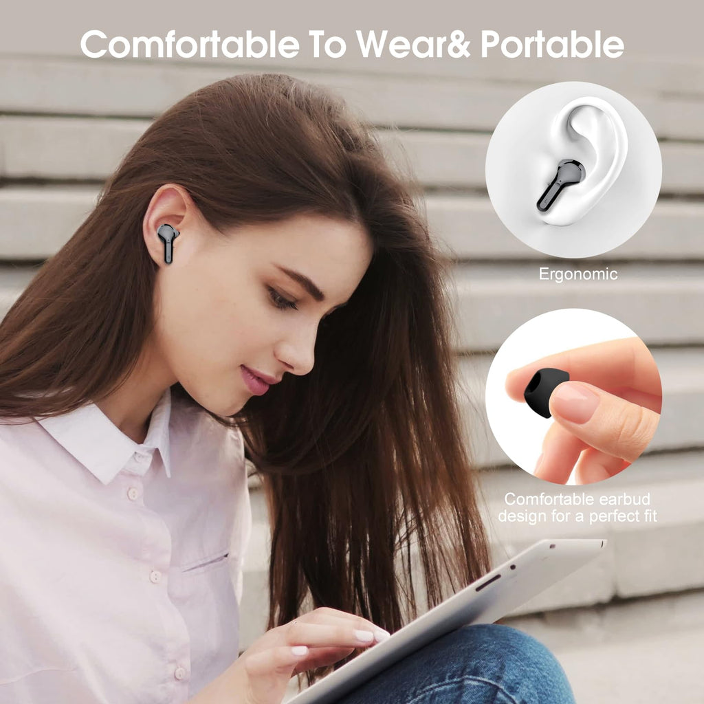 I53 Bluetooth 5.4 Wireless Earbuds with HiFi Stereo, ENC Mic & LED Display for Workout