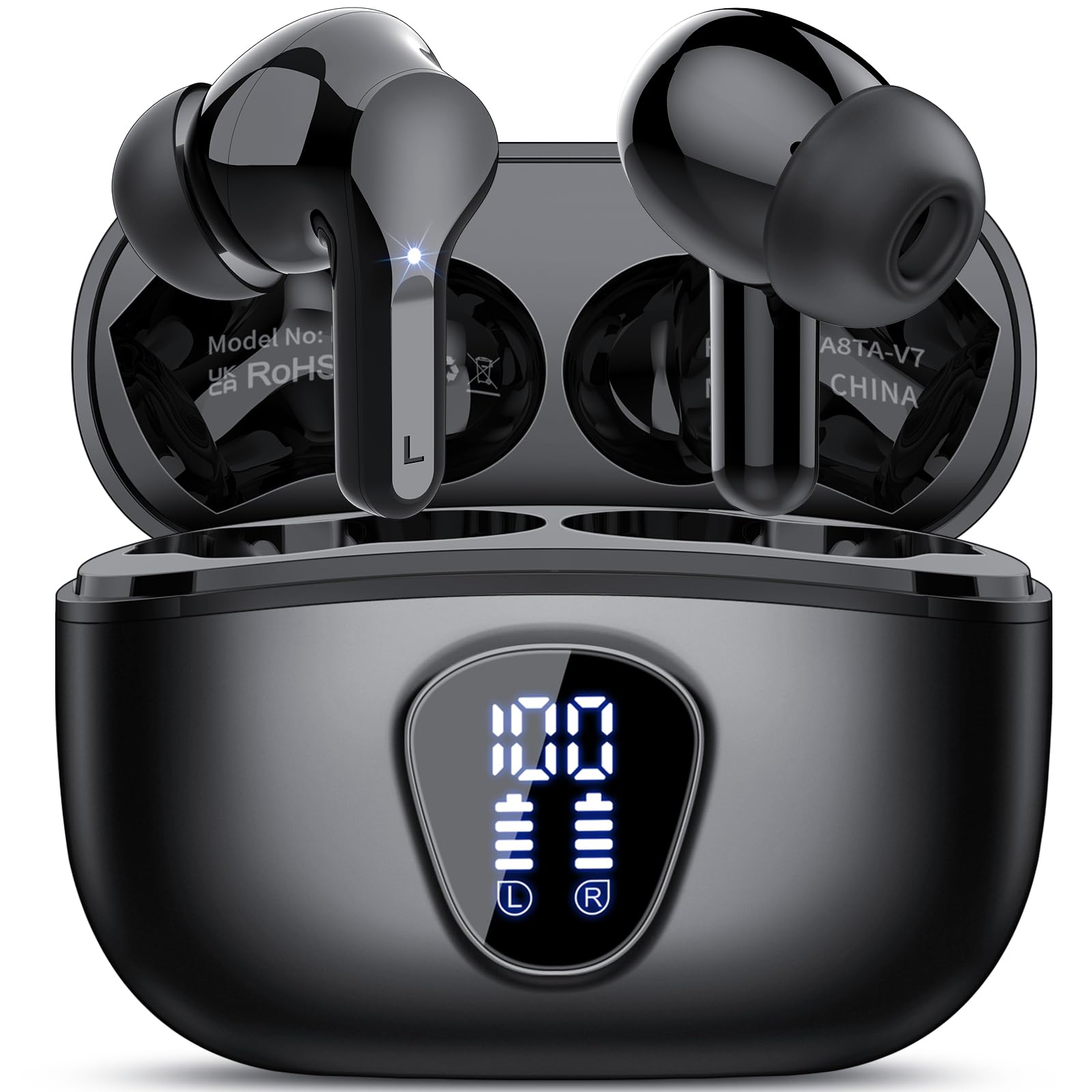 I53 Bluetooth 5.4 Wireless Earbuds with HiFi Stereo, ENC Mic & LED Display for Workout