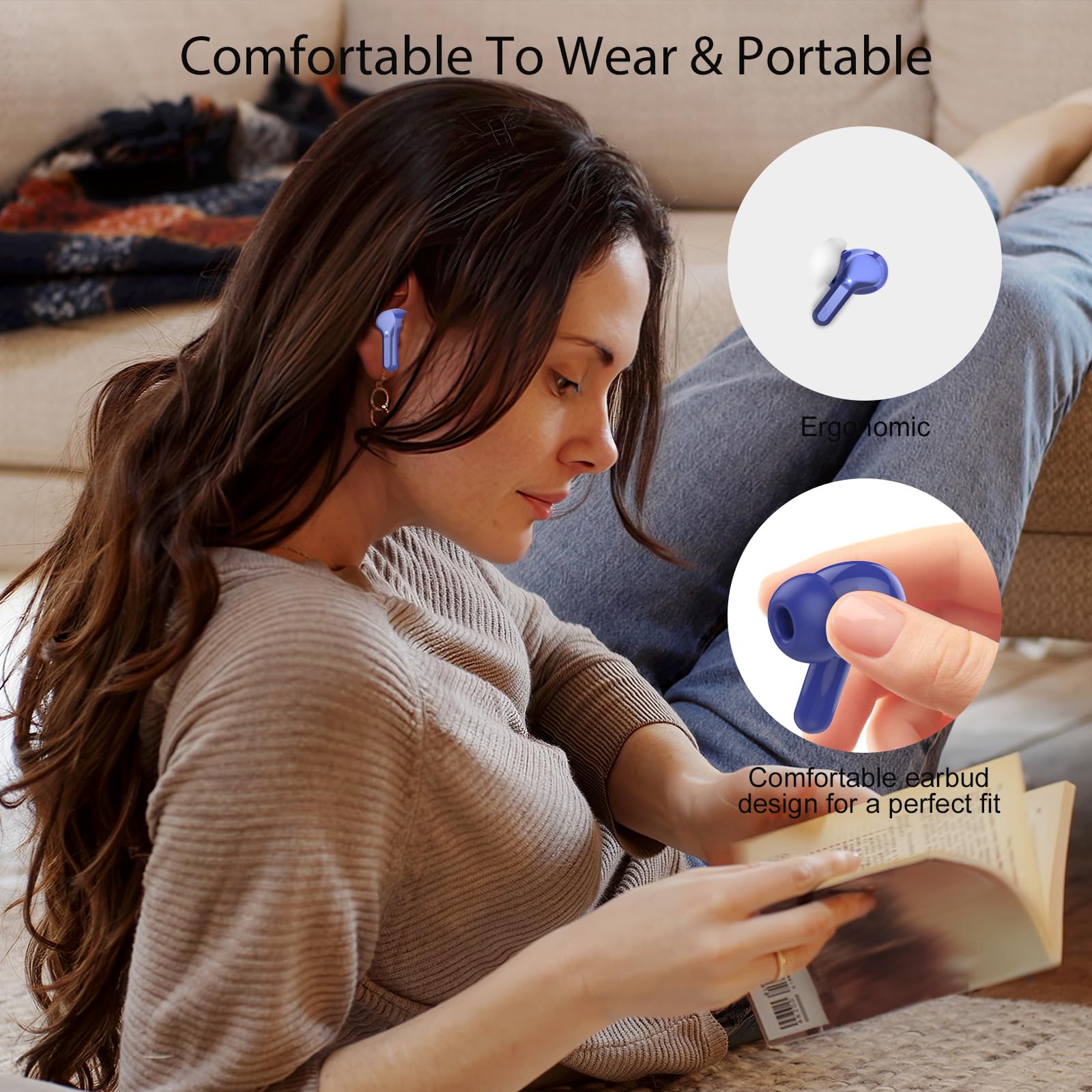 I53 Bluetooth 5.4 Wireless Earbuds with HiFi Stereo, ENC Mic & LED Display for Workout