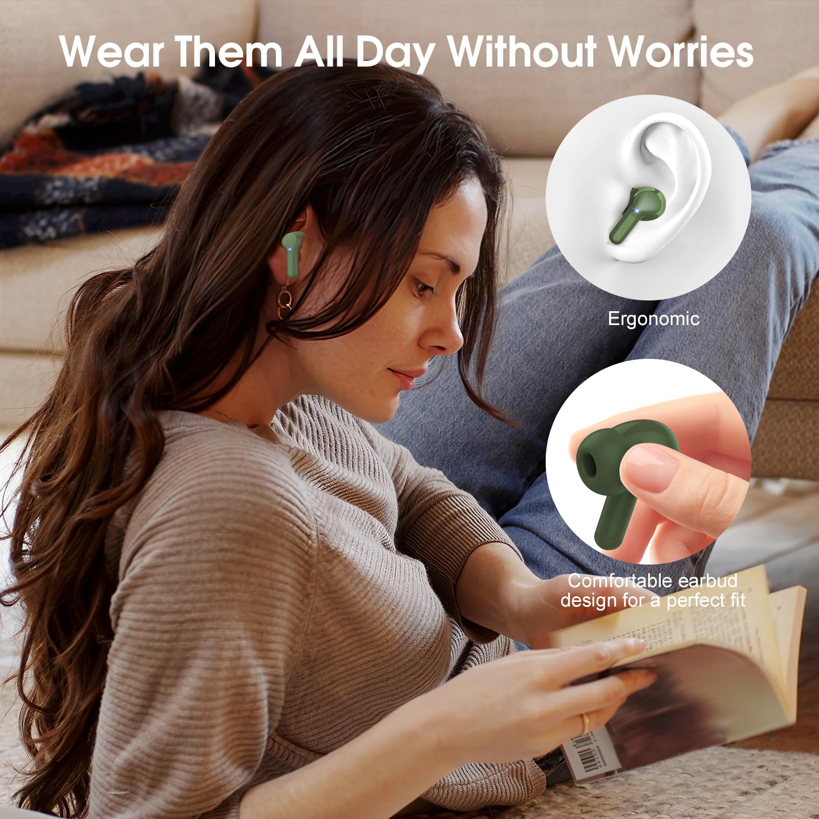 I53 Bluetooth 5.4 Wireless Earbuds with HiFi Stereo, ENC Mic & LED Display for Workout