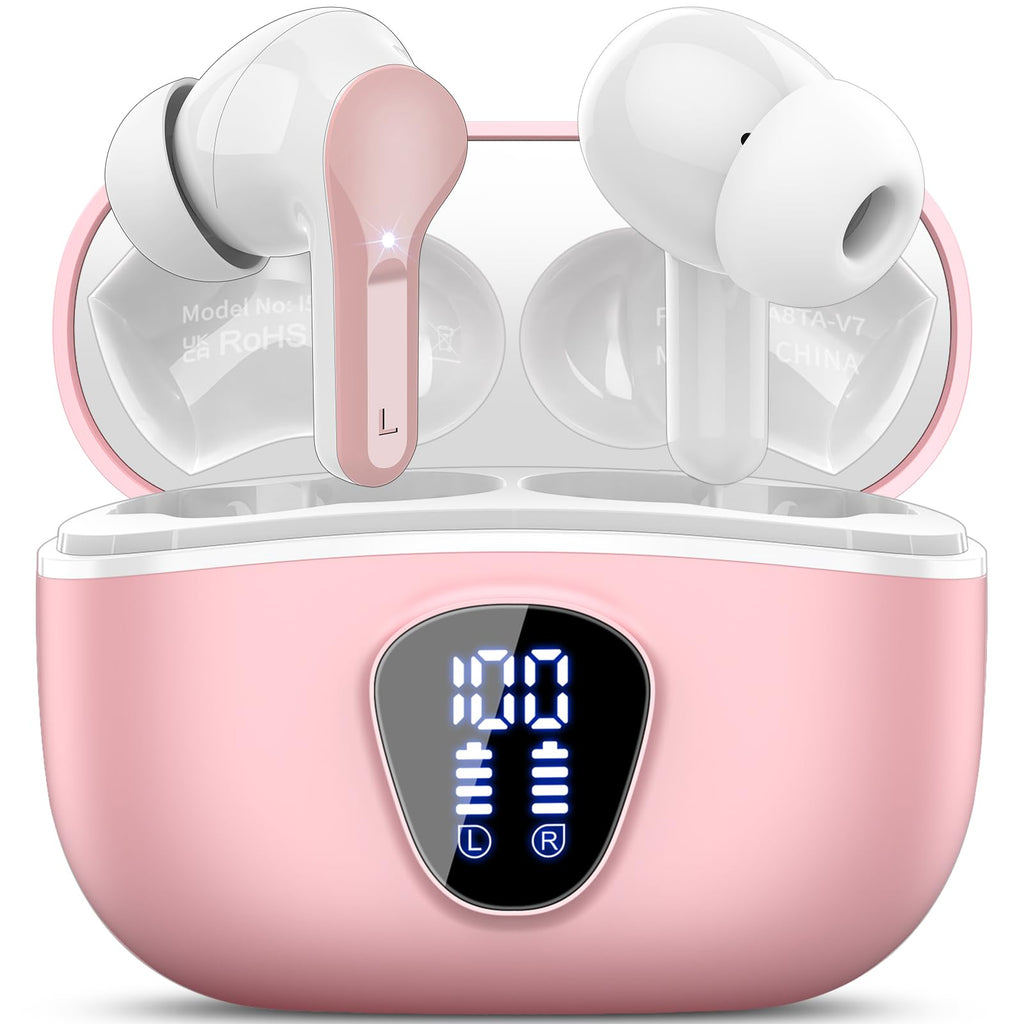 I53 Bluetooth 5.4 Wireless Earbuds with HiFi Stereo, ENC Mic & LED Display for Workout