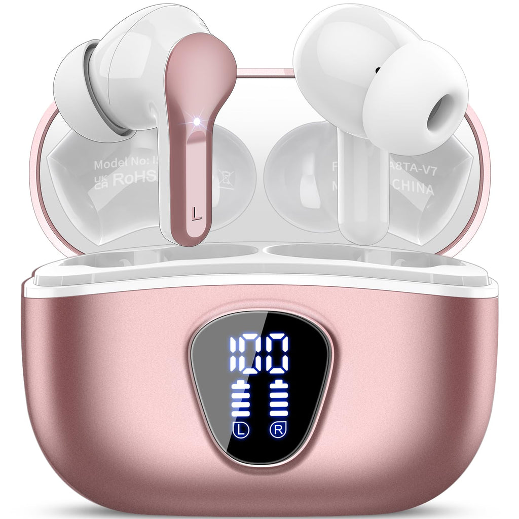 I53 Bluetooth 5.4 Wireless Earbuds with HiFi Stereo, ENC Mic & LED Display for Workout