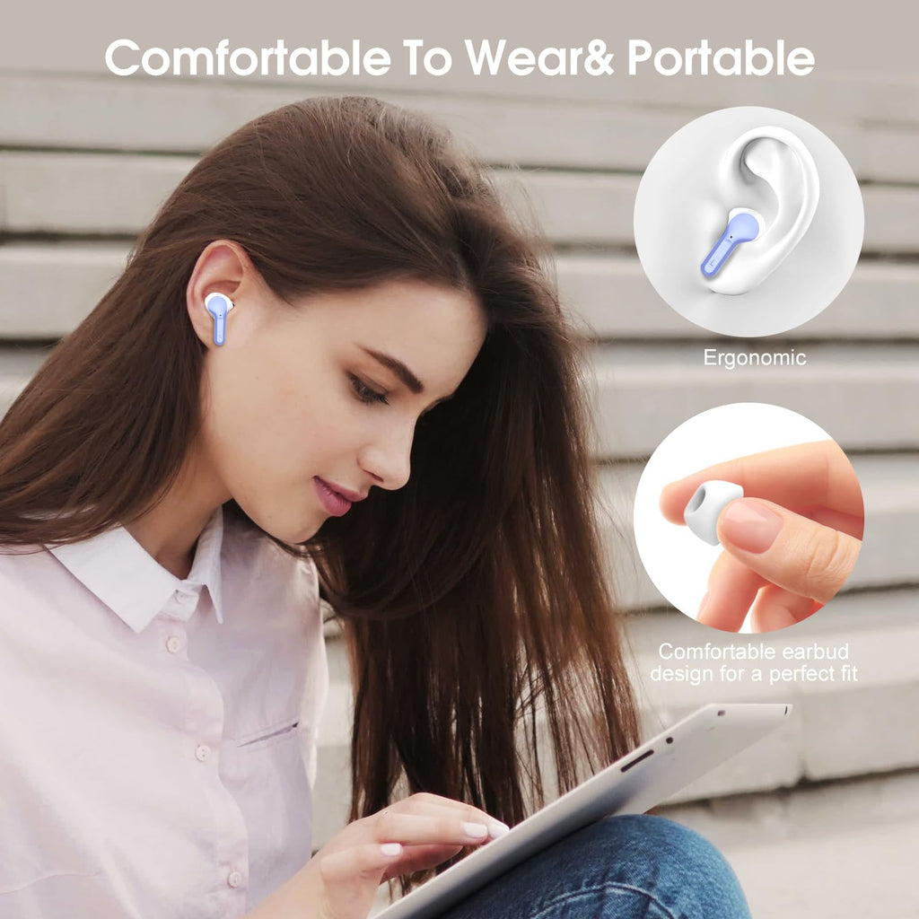 I53 Bluetooth 5.4 Wireless Earbuds with HiFi Stereo, ENC Mic & LED Display for Workout