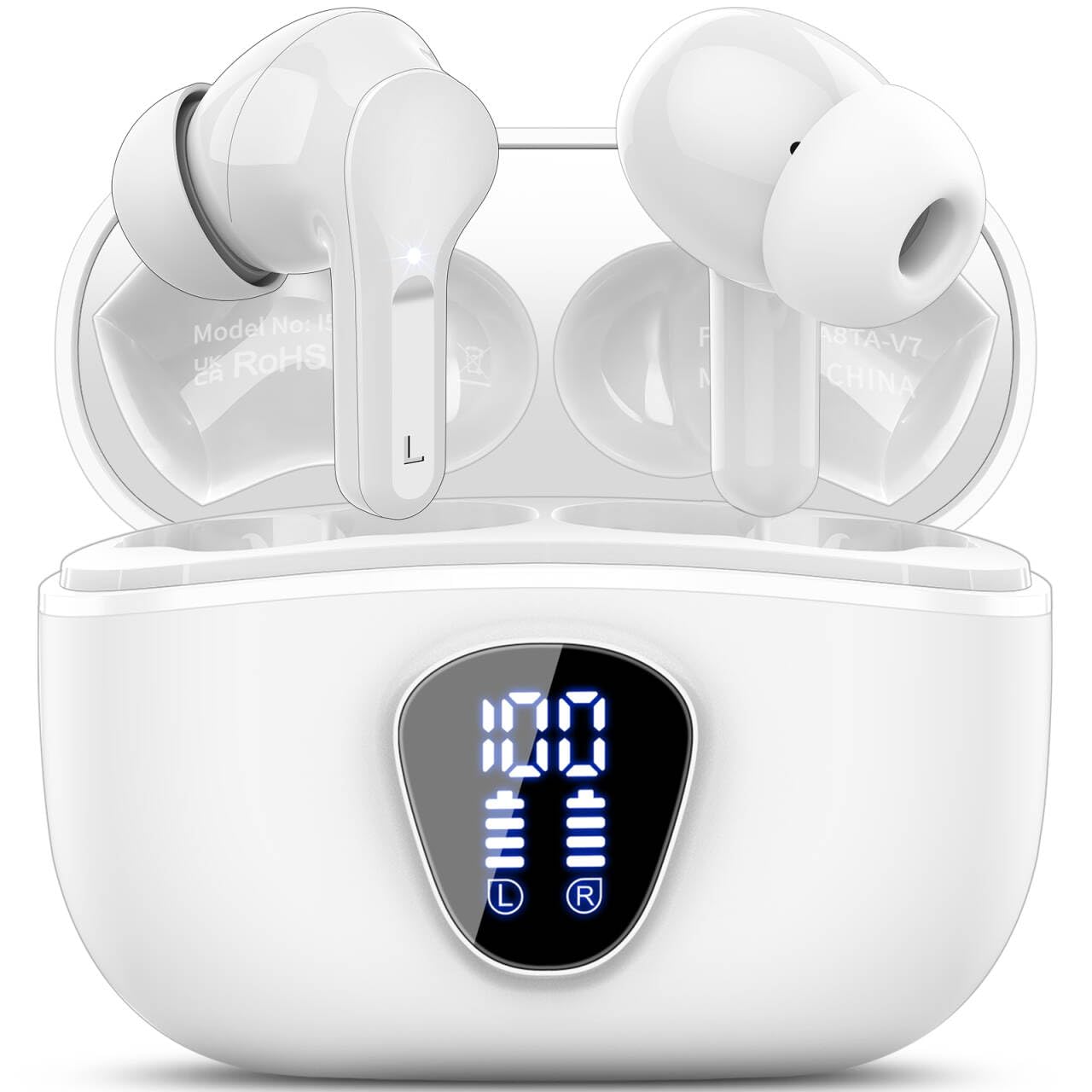 I53 Bluetooth 5.4 Wireless Earbuds with HiFi Stereo, ENC Mic & LED Display for Workout