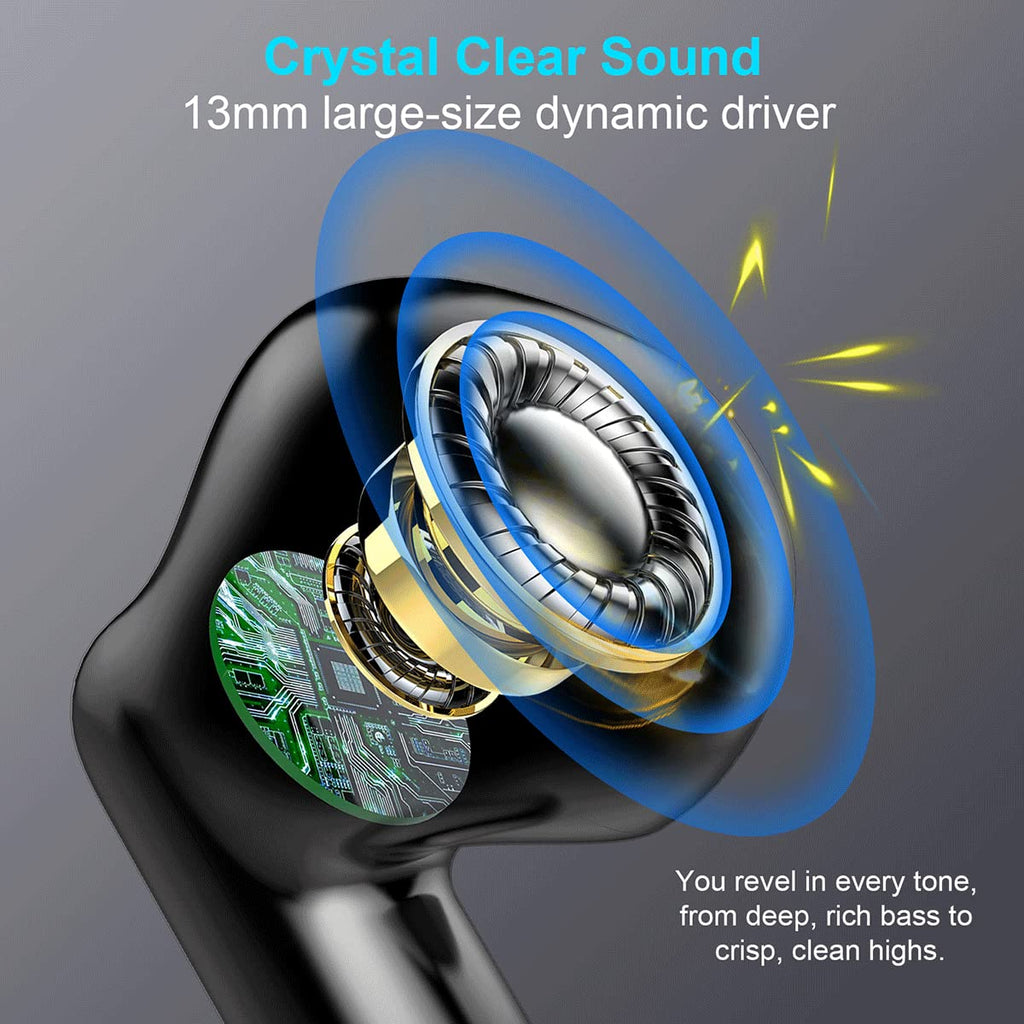 J51 Bluetooth 5.4 Wireless Earbuds with Deep Bass, ENC Calls & 32H Playtime