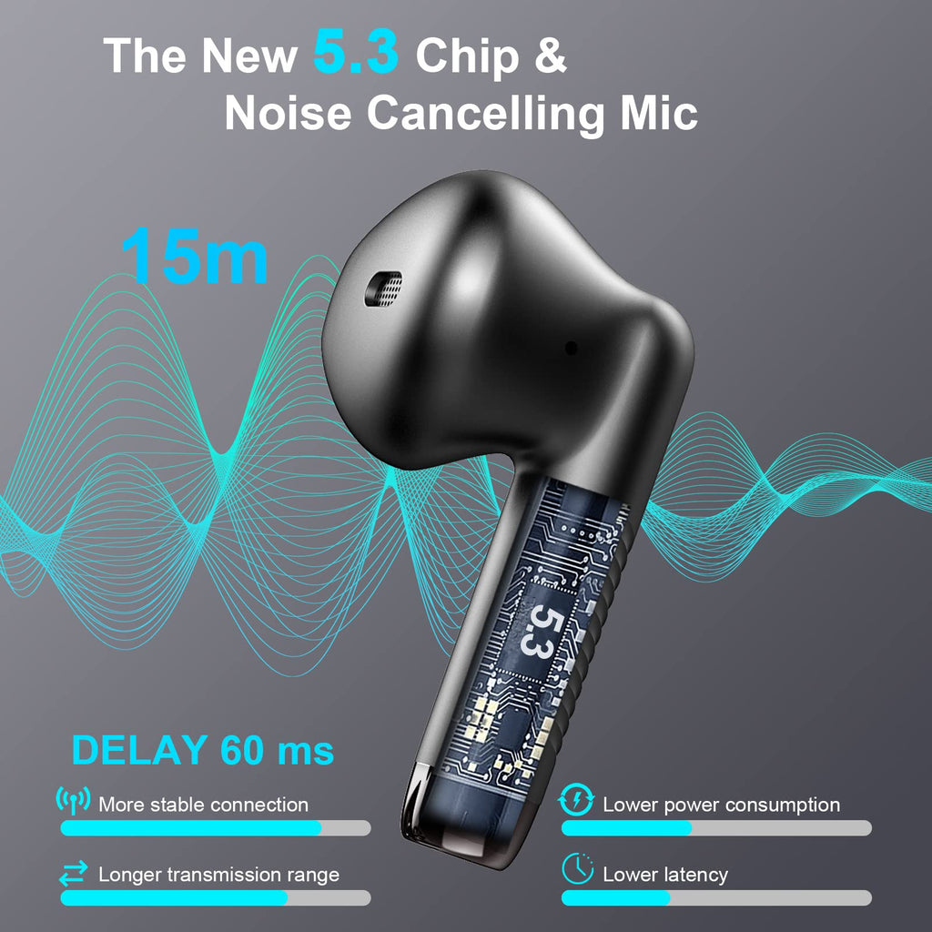 J51 Bluetooth 5.4 Wireless Earbuds with Deep Bass, ENC Calls & 32H Playtime