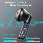 J51 Bluetooth 5.4 Wireless Earbuds with Deep Bass, ENC Calls & 32H Playtime