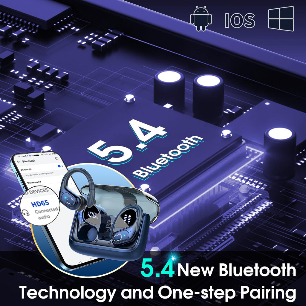 HD65 Bluetooth 5.4 Wireless Earbuds for Sports