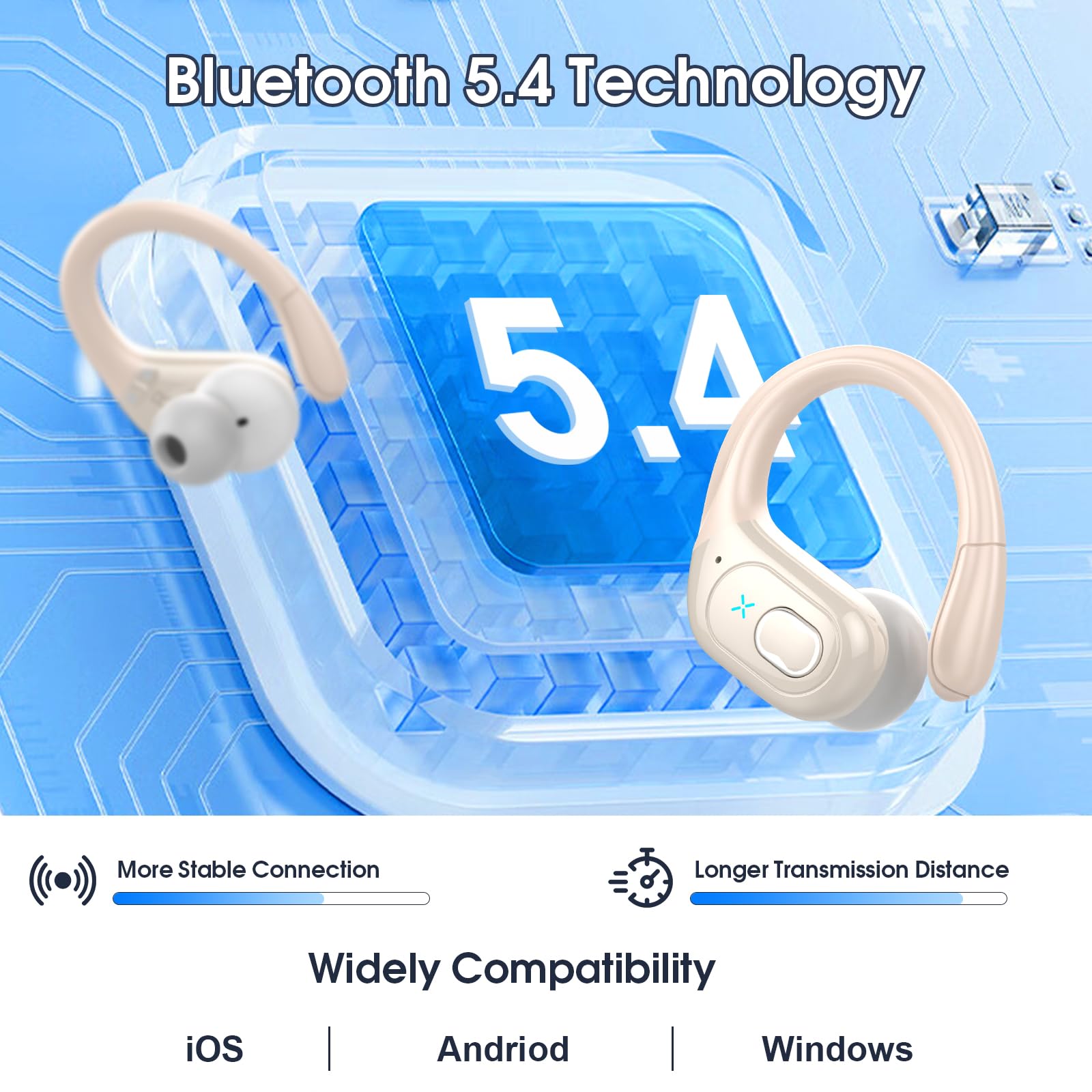 HD65 Bluetooth 5.4 Wireless Earbuds for Sports