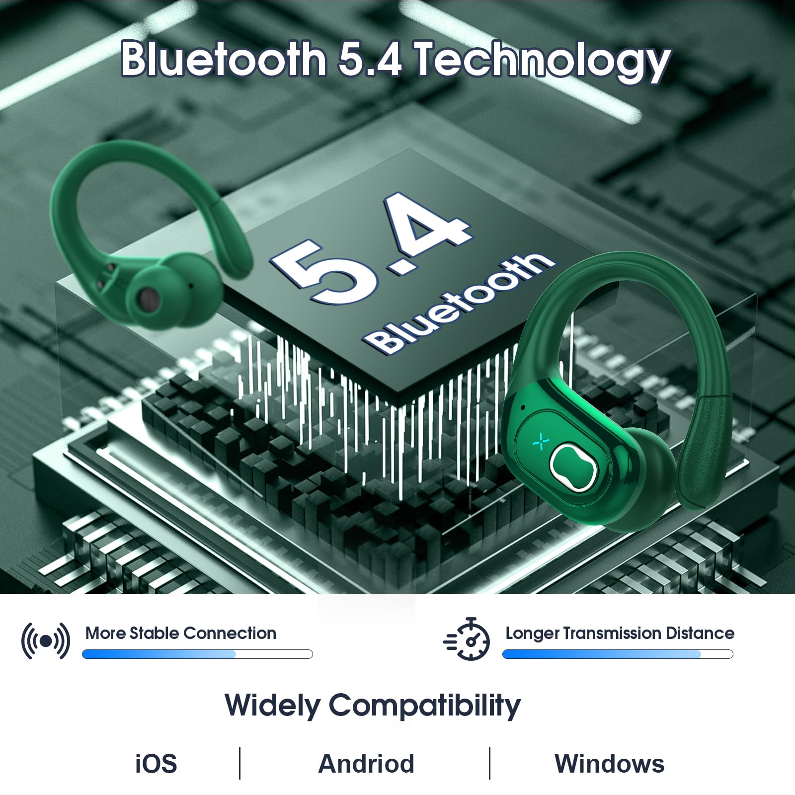 HD65 Bluetooth 5.4 Wireless Earbuds for Sports