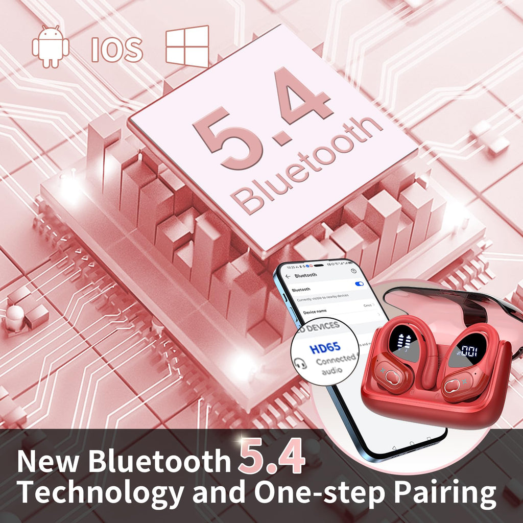 HD65 Bluetooth 5.4 Wireless Earbuds for Sports