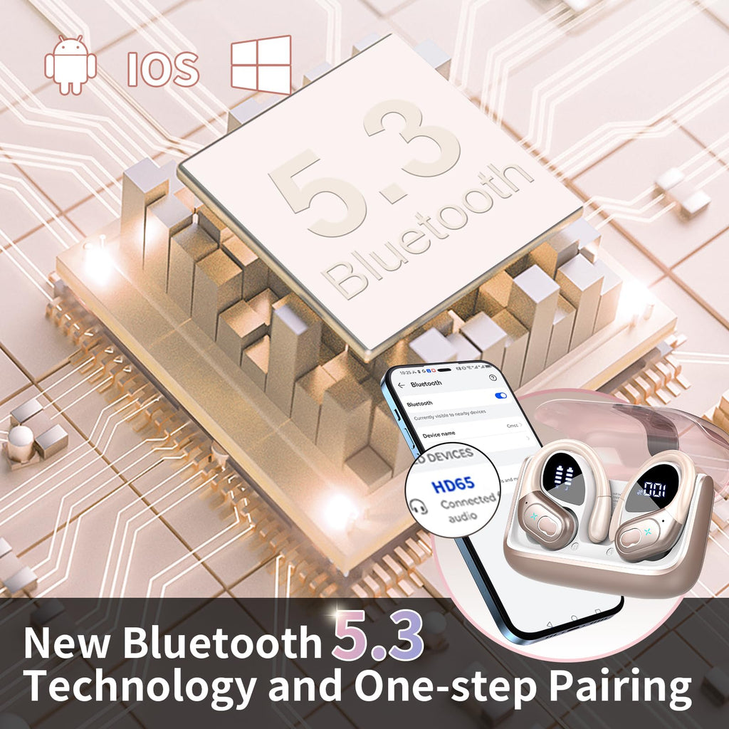 HD65 Bluetooth 5.4 Wireless Earbuds for Sports