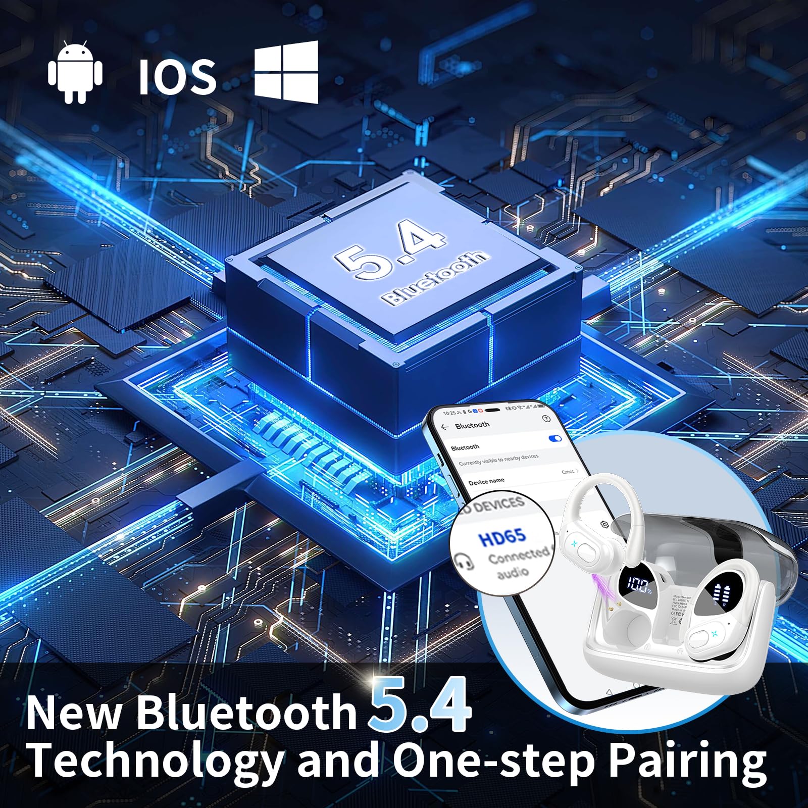 HD65 Bluetooth 5.4 Wireless Earbuds for Sports