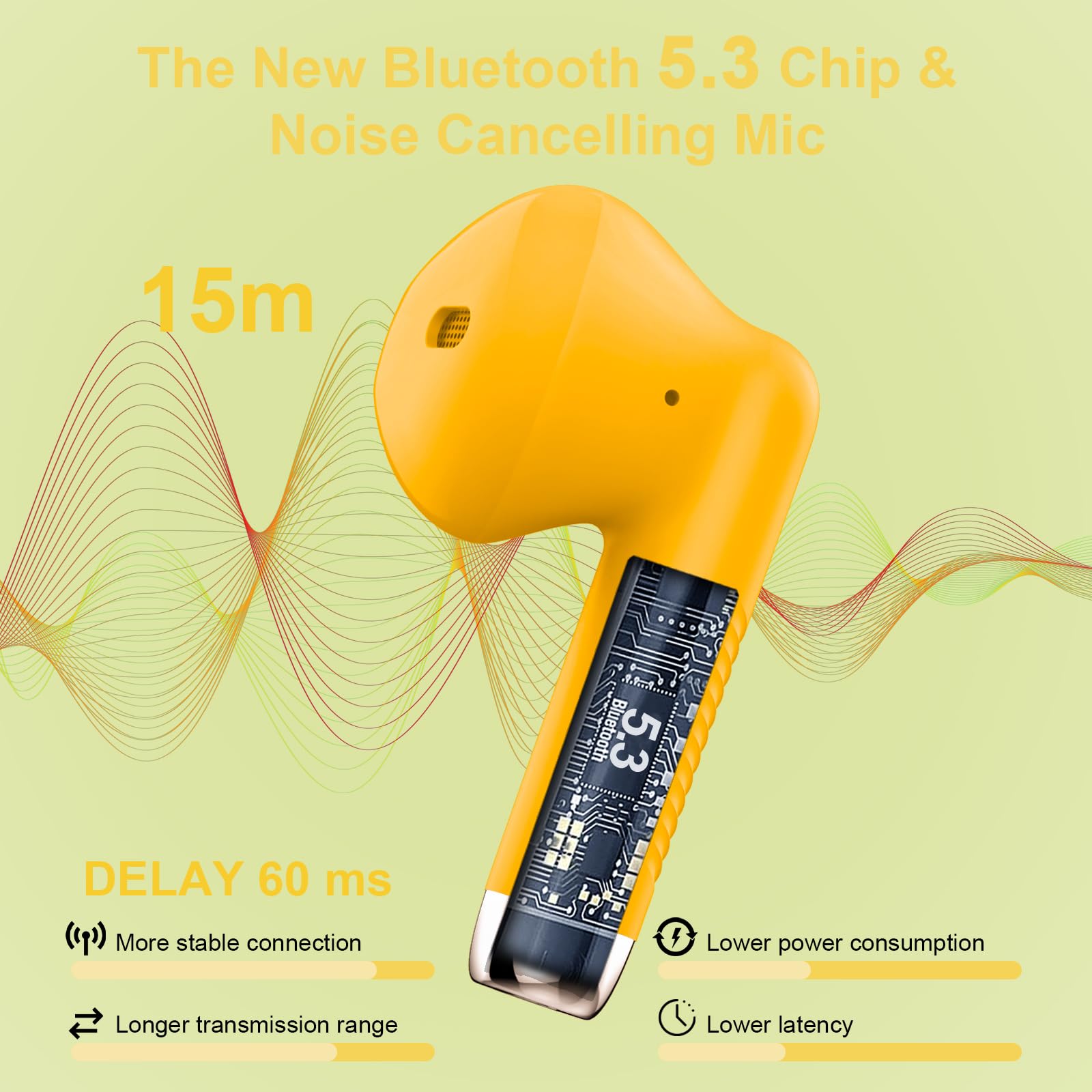 J51 Bluetooth 5.4 Wireless Earbuds with Deep Bass, ENC Calls & 32H Playtime