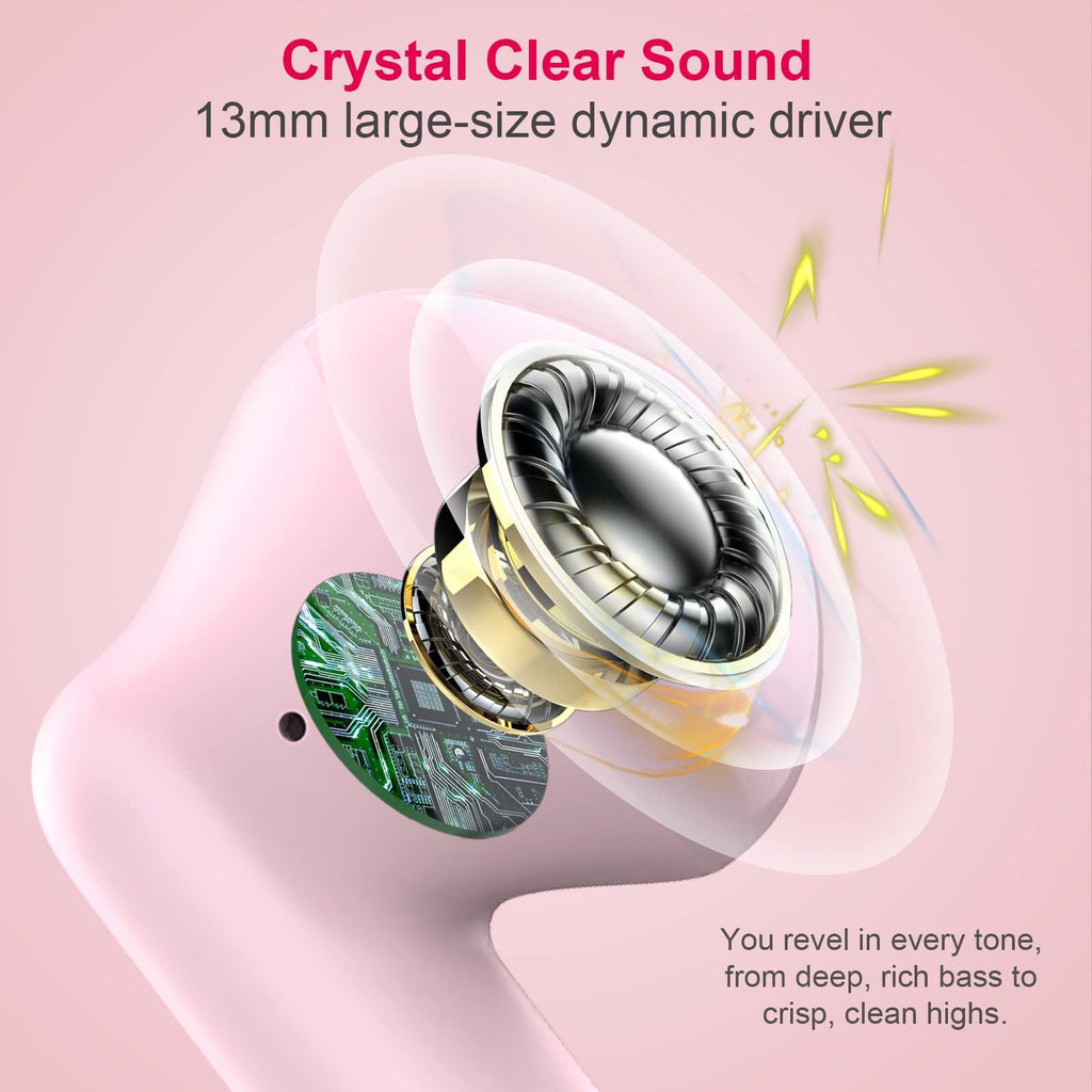 J51 Bluetooth 5.4 Wireless Earbuds with Deep Bass, ENC Calls & 32H Playtime