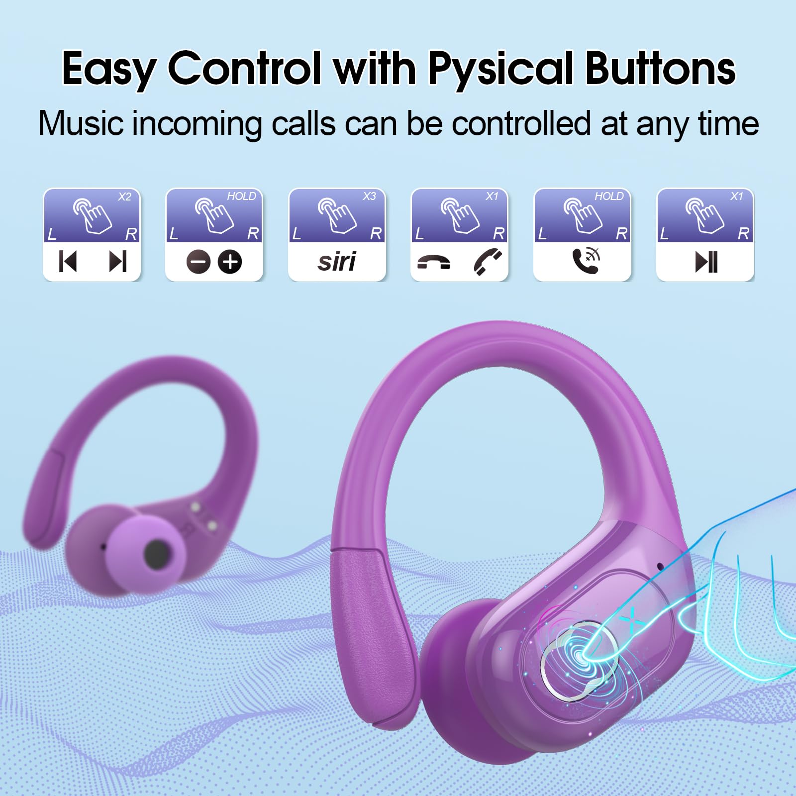 HD65 Bluetooth 5.4 Wireless Earbuds for Sports