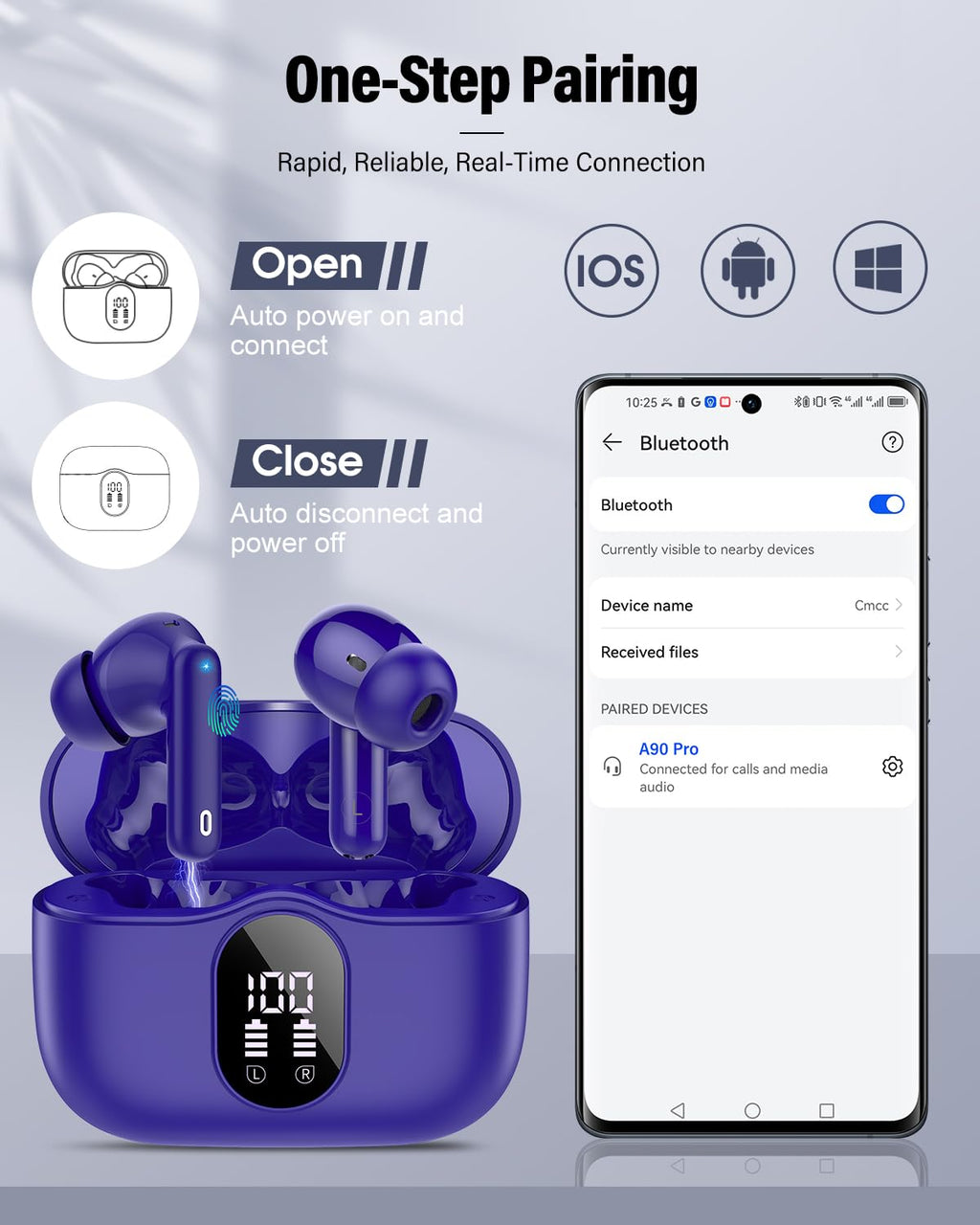 A90 Pro Bluetooth Wireless Earbuds – Deep Bass & Clear Calls