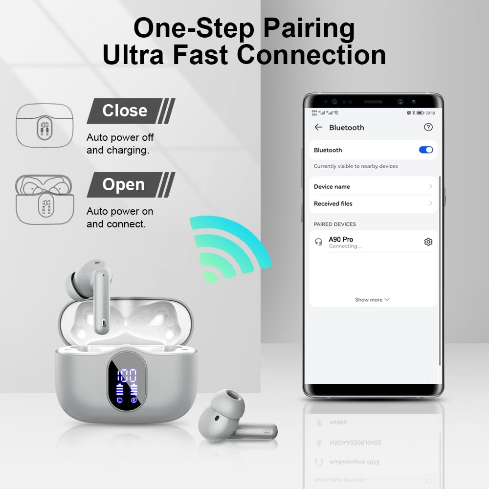A90 Pro Bluetooth Wireless Earbuds – Deep Bass & Clear Calls