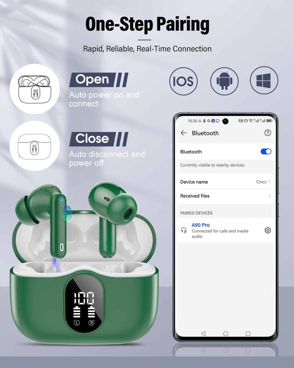 A90 Pro Bluetooth Wireless Earbuds – Deep Bass & Clear Calls
