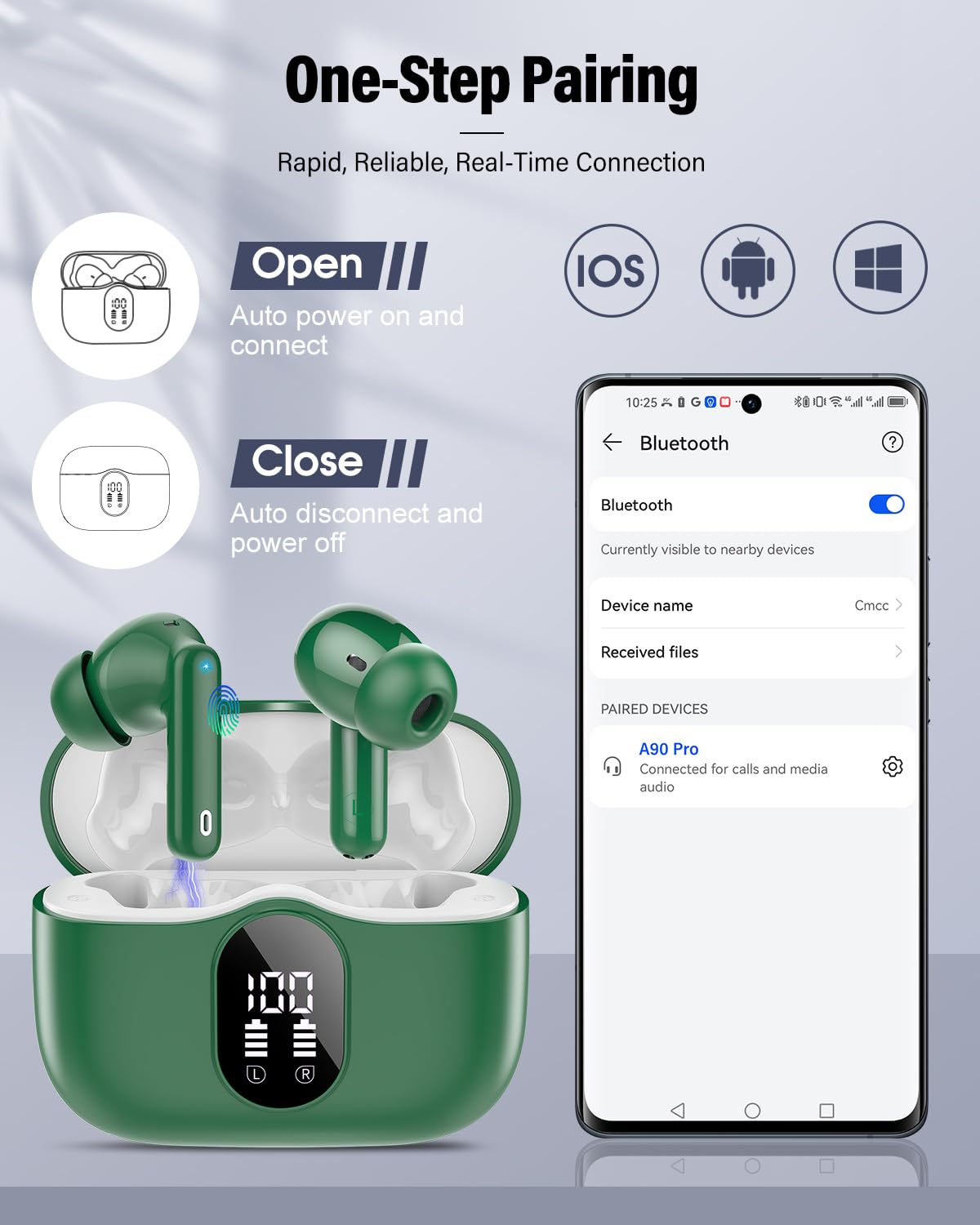 A90 Pro Bluetooth Wireless Earbuds – Deep Bass & Clear Calls