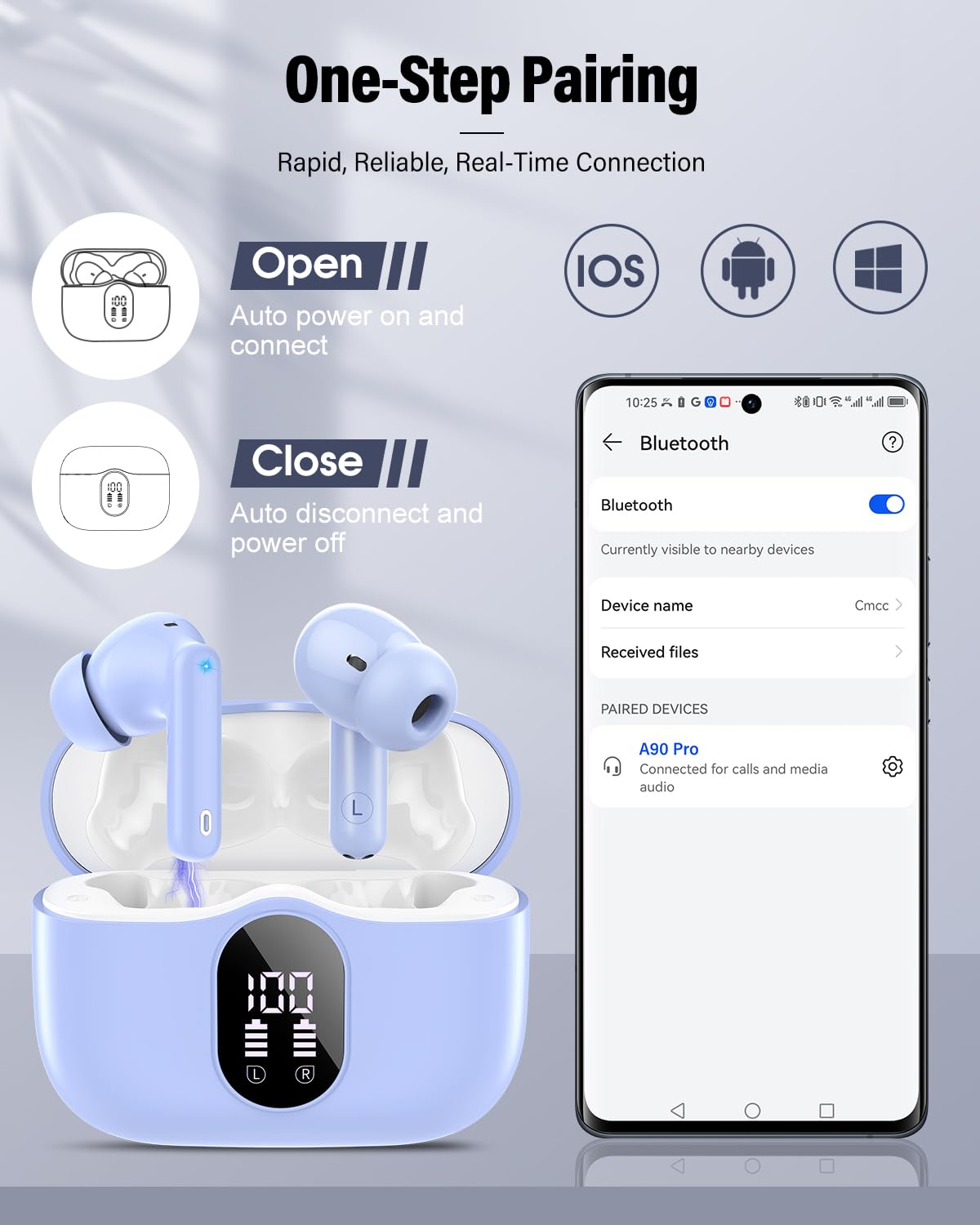 A90 Pro Bluetooth Wireless Earbuds – Deep Bass & Clear Calls