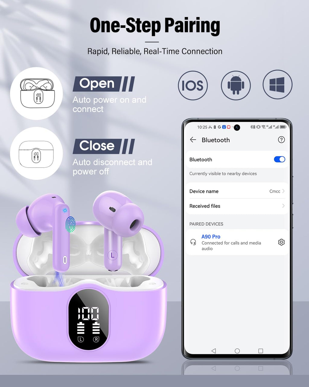 A90 Pro Bluetooth Wireless Earbuds – Deep Bass & Clear Calls