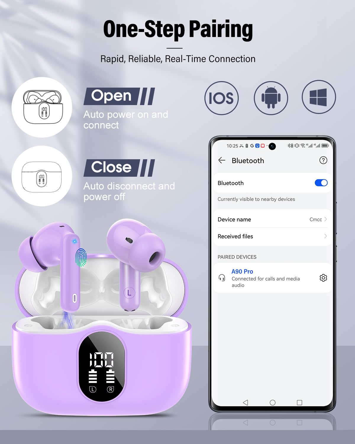A90 Pro Bluetooth Wireless Earbuds – Deep Bass & Clear Calls