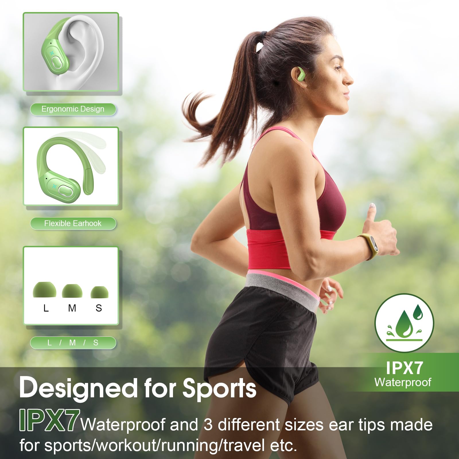 HD65 Bluetooth 5.4 Wireless Earbuds for Sports