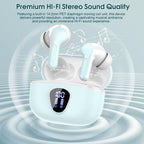 I53 Bluetooth 5.4 Wireless Earbuds with HiFi Stereo, ENC Mic & LED Display for Workout