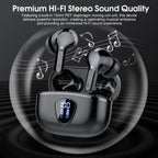 I53 Bluetooth 5.4 Wireless Earbuds with HiFi Stereo, ENC Mic & LED Display for Workout