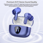 I53 Bluetooth 5.4 Wireless Earbuds with HiFi Stereo, ENC Mic & LED Display for Workout