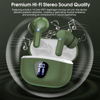 I53 Bluetooth 5.4 Wireless Earbuds with HiFi Stereo, ENC Mic & LED Display for Workout