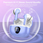 I53 Bluetooth 5.4 Wireless Earbuds with HiFi Stereo, ENC Mic & LED Display for Workout