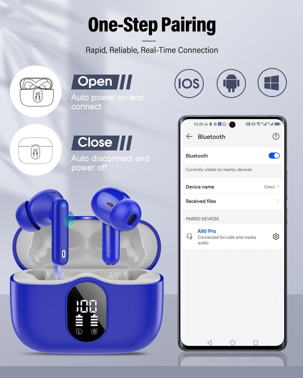 A90 Pro Bluetooth Wireless Earbuds – Deep Bass & Clear Calls