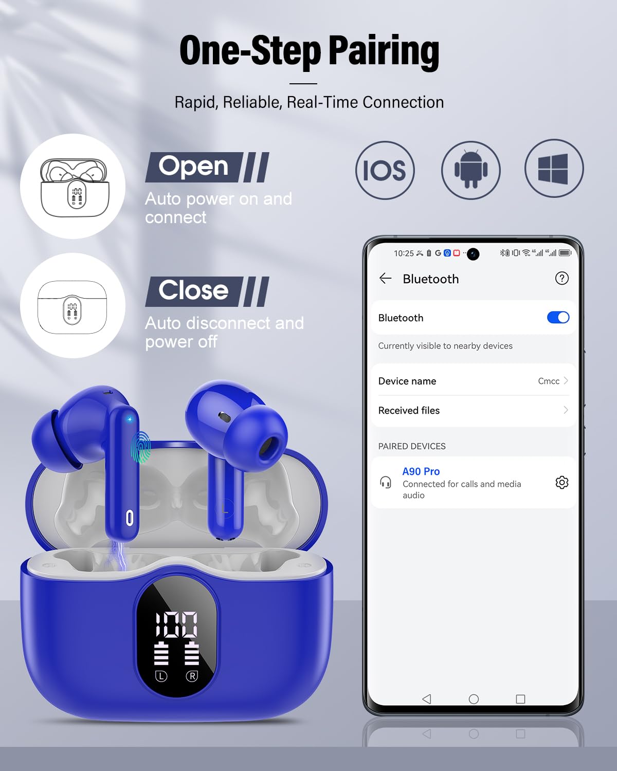 A90 Pro Bluetooth Wireless Earbuds – Deep Bass & Clear Calls