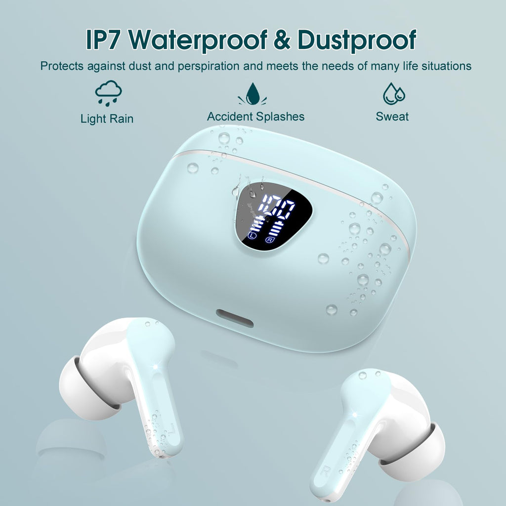 I53 Bluetooth 5.4 Wireless Earbuds with HiFi Stereo, ENC Mic & LED Display for Workout
