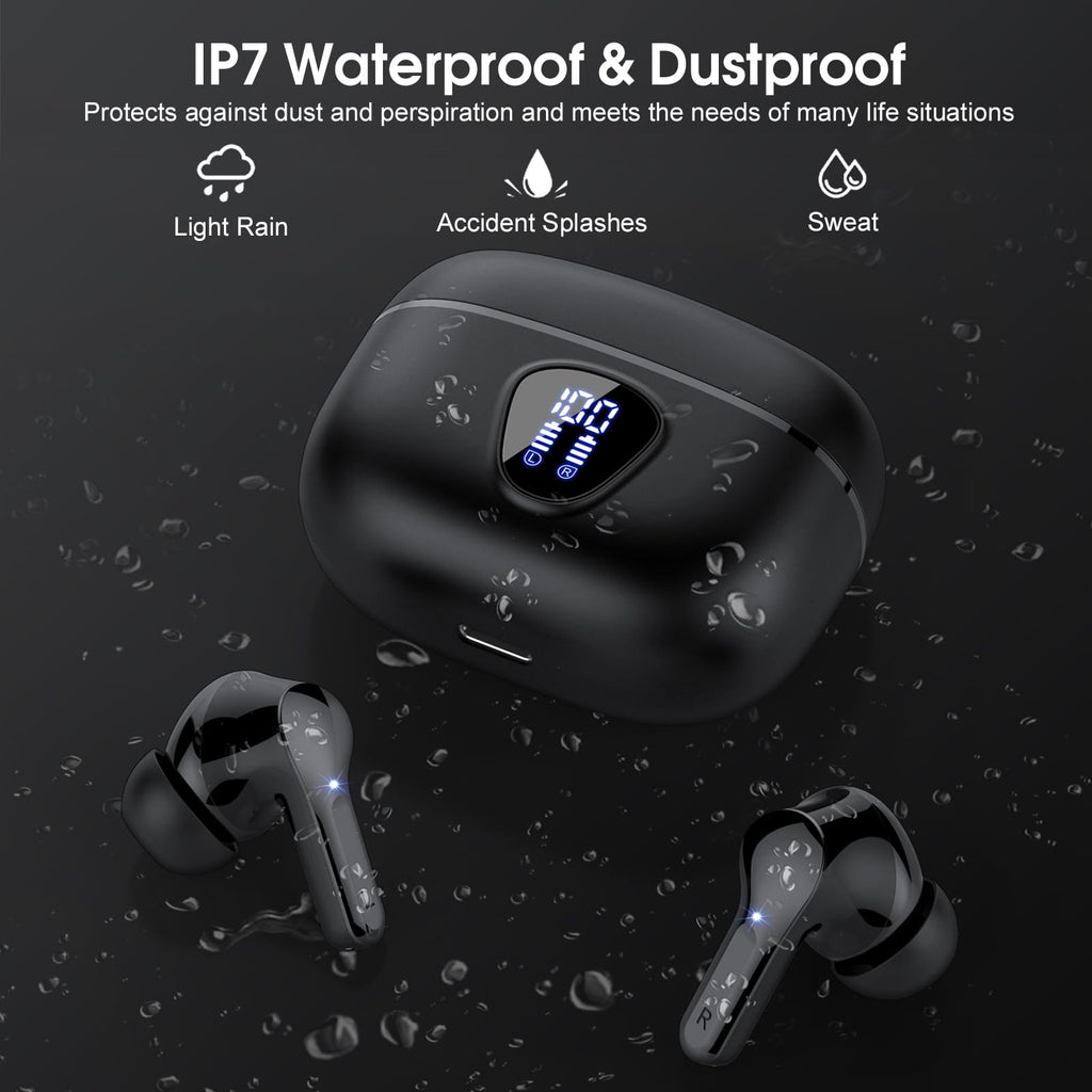 I53 Bluetooth 5.4 Wireless Earbuds with HiFi Stereo, ENC Mic & LED Display for Workout
