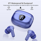 I53 Bluetooth 5.4 Wireless Earbuds with HiFi Stereo, ENC Mic & LED Display for Workout