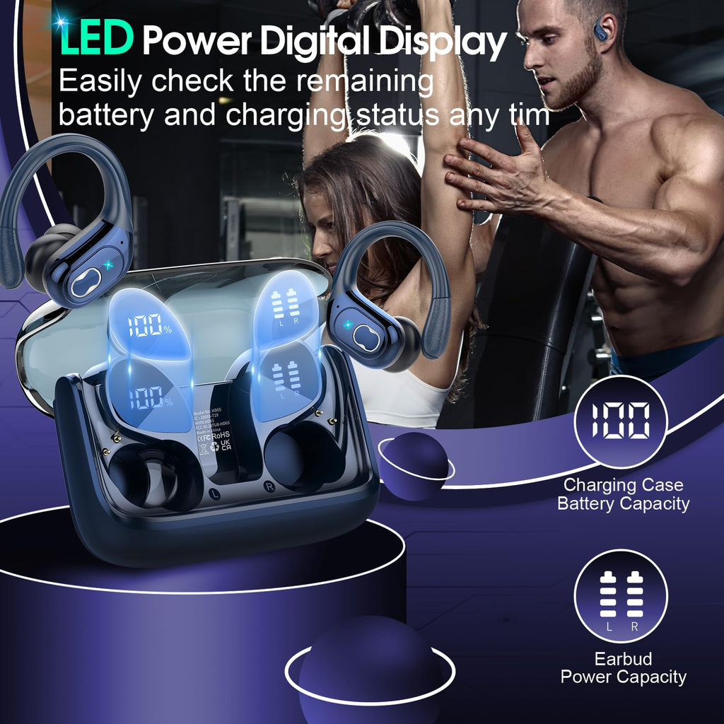 HD65 Bluetooth 5.4 Wireless Earbuds for Sports