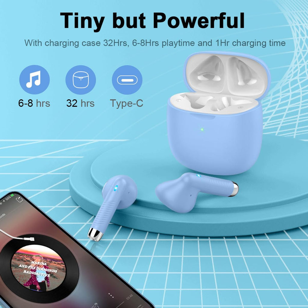 J51 Bluetooth 5.4 Wireless Earbuds with Deep Bass, ENC Calls & 32H Playtime
