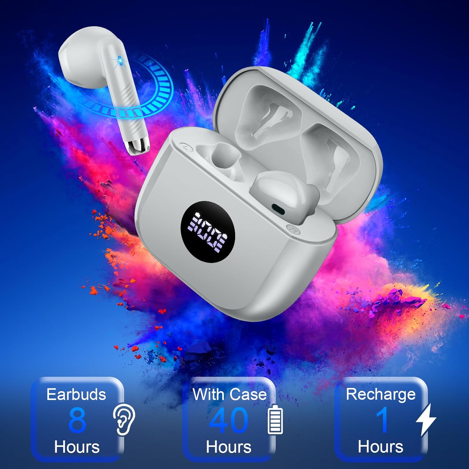 J53 Bluetooth 5.4 Wireless Earbuds with LED Display