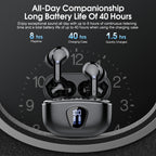 I53 Bluetooth 5.4 Wireless Earbuds with HiFi Stereo, ENC Mic & LED Display for Workout