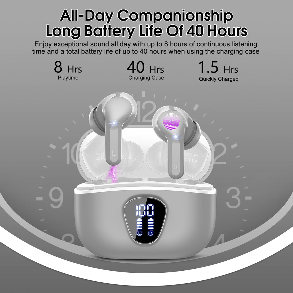 I53 Bluetooth 5.4 Wireless Earbuds with HiFi Stereo, ENC Mic & LED Display for Workout