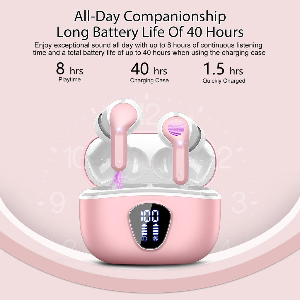 I53 Bluetooth 5.4 Wireless Earbuds with HiFi Stereo, ENC Mic & LED Display for Workout