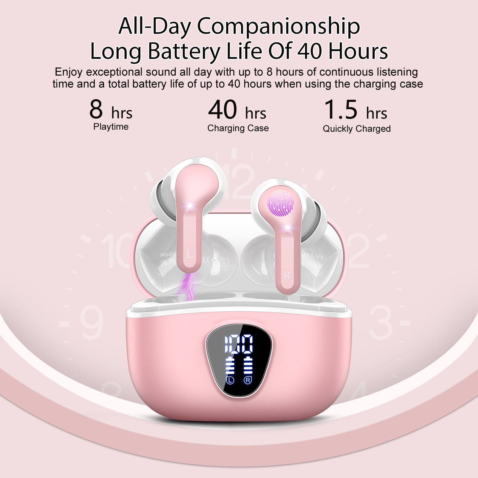 I53 Bluetooth 5.4 Wireless Earbuds with HiFi Stereo, ENC Mic & LED Display for Workout