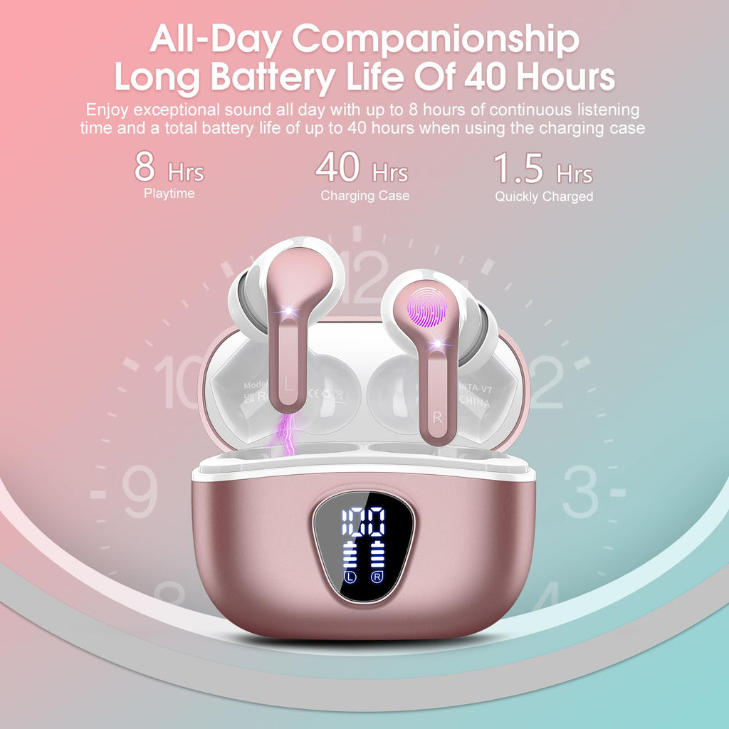 I53 Bluetooth 5.4 Wireless Earbuds with HiFi Stereo, ENC Mic & LED Display for Workout