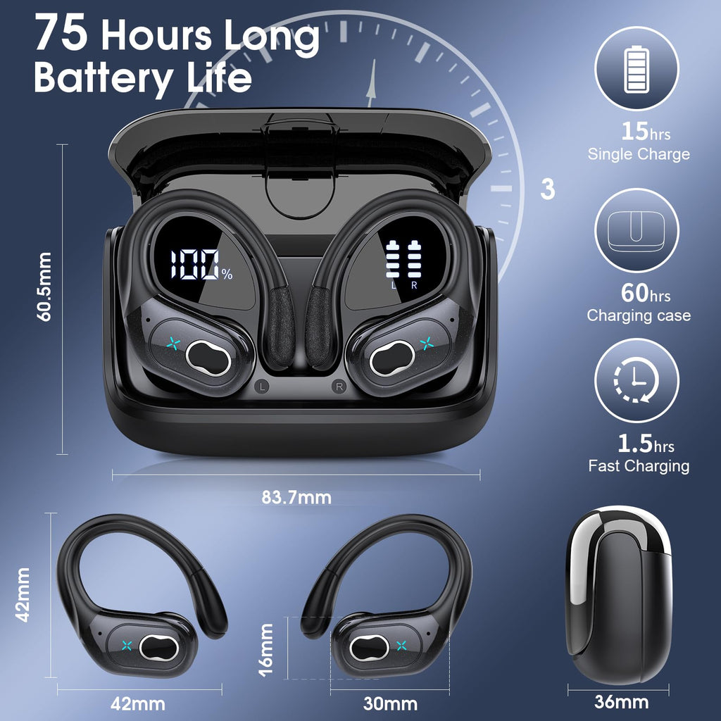 HD65 Bluetooth 5.4 Wireless Earbuds for Sports