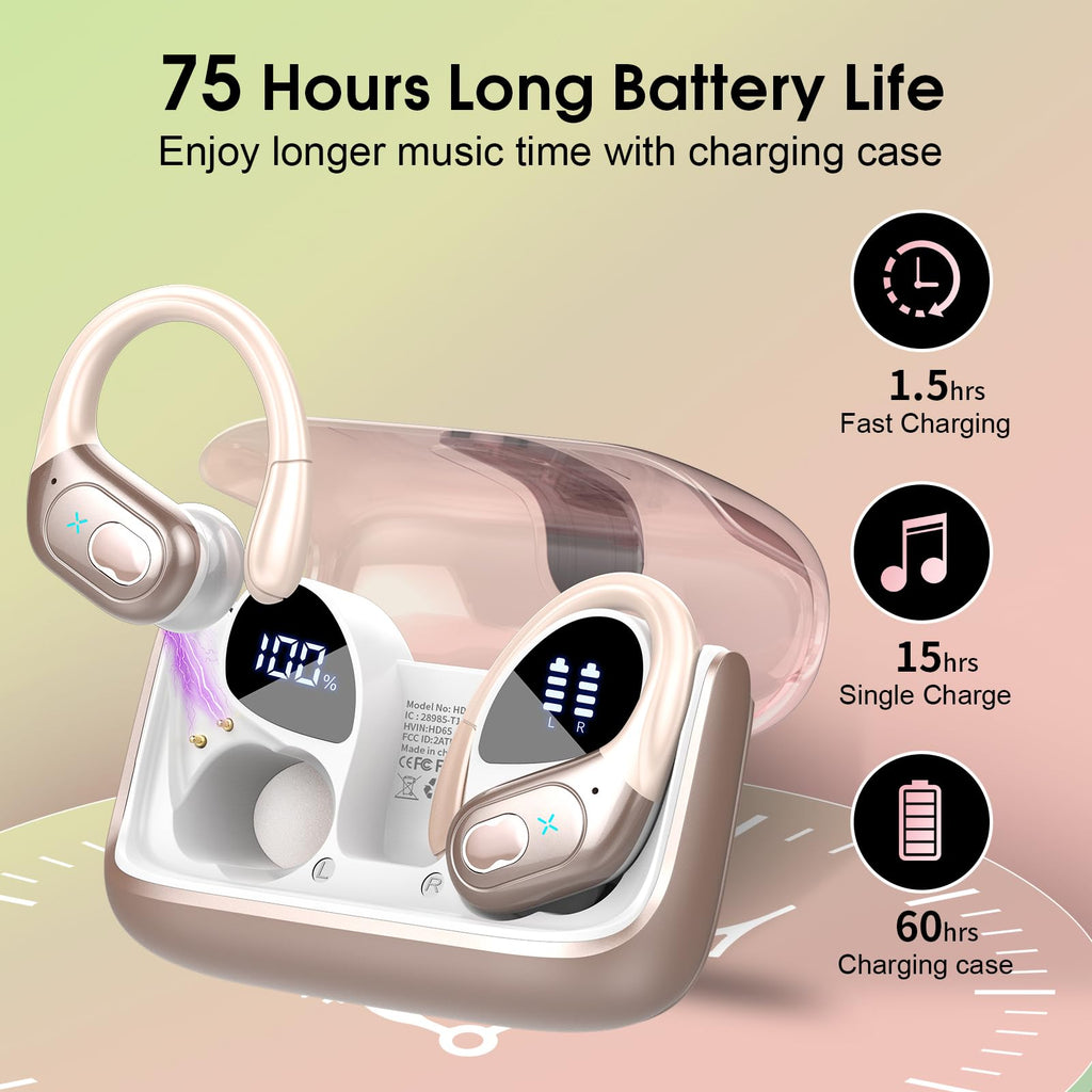 HD65 Bluetooth 5.4 Wireless Earbuds for Sports
