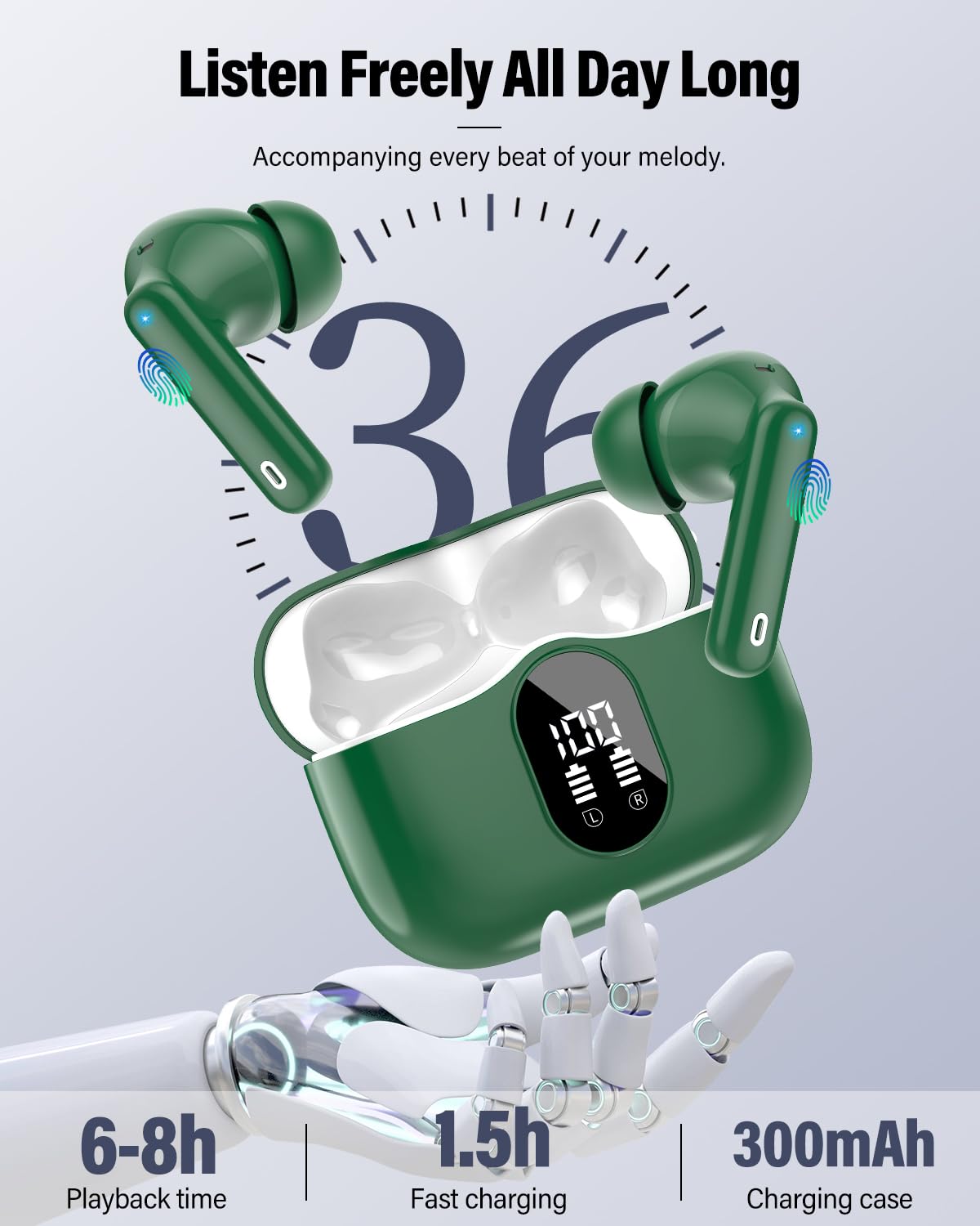 A90 Pro Bluetooth Wireless Earbuds – Deep Bass & Clear Calls