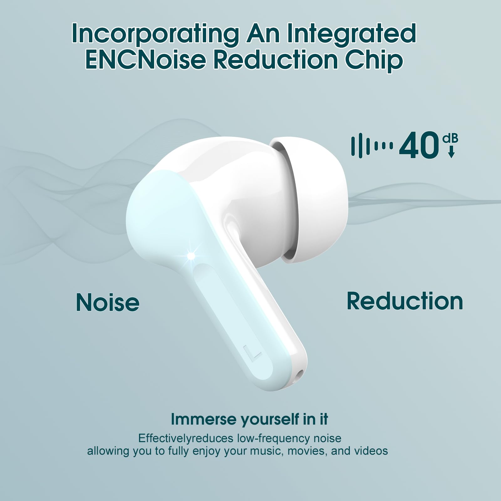 I53 Bluetooth 5.4 Wireless Earbuds with HiFi Stereo, ENC Mic & LED Display for Workout